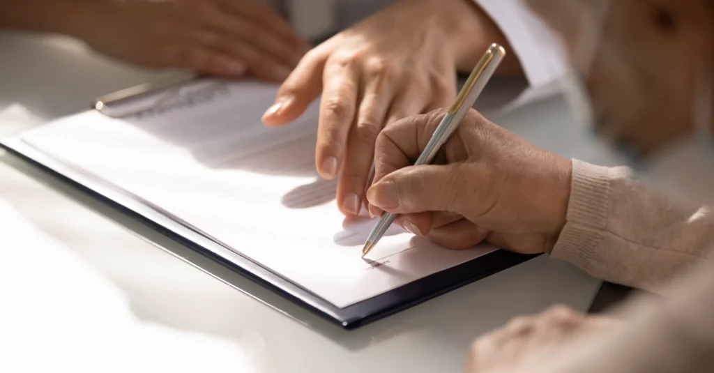 consenting to with a signature